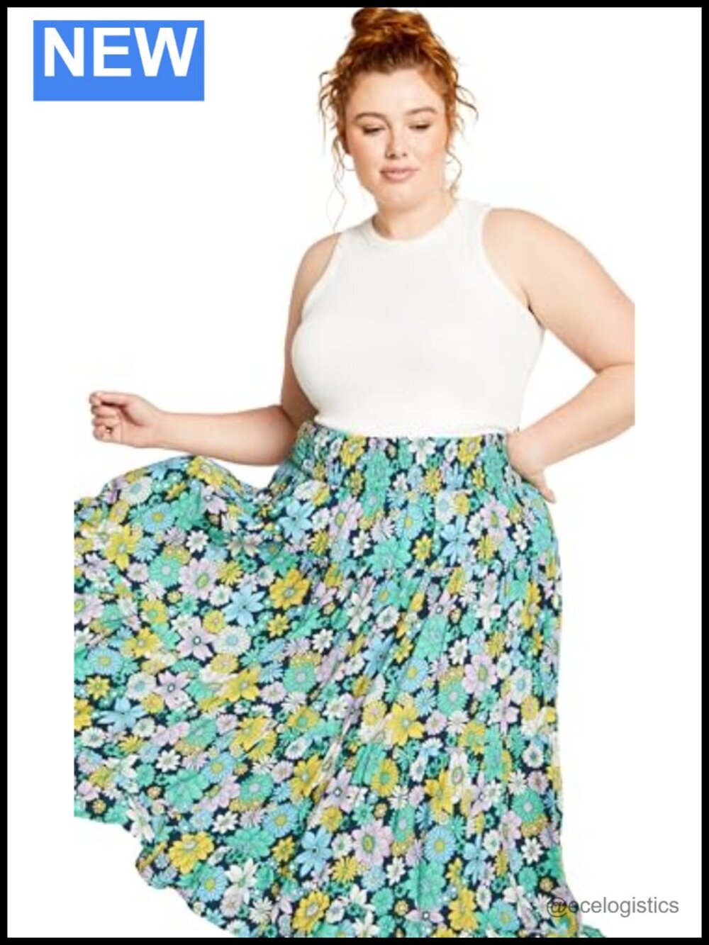 Plus Size Maxi Skirt Tiered High Low Ruffle Hem Pull On